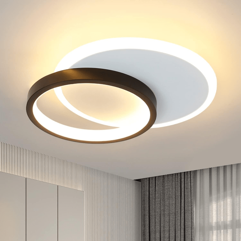 Homefire Deckenlampe LED Deckenleuchte Wohnzimmer - 12W Küchenlampe 3000K Warmweiß Schlafzimmerlampe Modern Design Flurlampe Decke Wohnzimmerlampe Schwarz Rund für Küche Schlafzimmer Flur Ø24.5cm [Energieklasse G] - Homefire