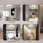 Homefire Deckenlampe LED Deckenleuchte Wohnzimmer - 12W Küchenlampe 3000K Warmweiß Schlafzimmerlampe Modern Design Flurlampe Decke Wohnzimmerlampe Schwarz Rund für Küche Schlafzimmer Flur Ø24.5cm [Energieklasse G] - Homefire