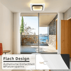 Homefire Deckenlampe LED Deckenleuchte Wohnzimmer - 16W Küchenlampe Warmweiß Schlafzimmerlampe Modern Wohnzimmerlampe Schwarz Flur Deckenbeleuchtung Klein Flurlampe Ø23.5cm für Küche Schlafzimmer [Energieklasse F] - Homefire