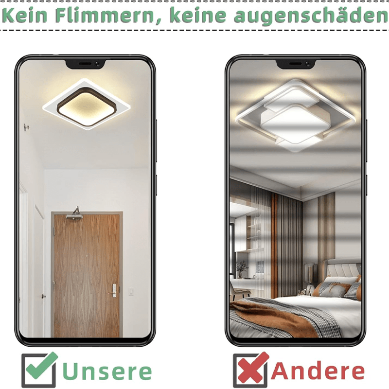 Homefire Deckenlampe LED Deckenleuchte Wohnzimmer - 16W Küchenlampe Warmweiß Schlafzimmerlampe Modern Wohnzimmerlampe Schwarz Flur Deckenbeleuchtung Klein Flurlampe Ø23.5cm für Küche Schlafzimmer [Energieklasse F] - Homefire