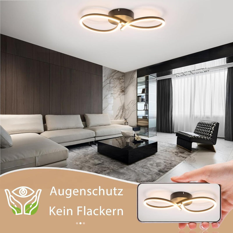 Homefire Deckenlampe LED Deckenleuchte Wohnzimmer - 24W Wohnzimmerlampe Modern Kreative Design Schwarz Küchenlampe 3000K Warmweiß Schlafzimmerlampe Flur Metall Deckenleuchten für Küche Büro [Energieklasse F] - Homefire