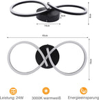 Homefire Deckenlampe LED Deckenleuchte Wohnzimmer - 24W Wohnzimmerlampe Modern Kreative Design Schwarz Küchenlampe 3000K Warmweiß Schlafzimmerlampe Flur Metall Deckenleuchten für Küche Büro [Energieklasse F] - Homefire