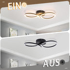 Homefire Deckenlampe LED Deckenleuchte Wohnzimmer - 24W Wohnzimmerlampe Modern Kreative Design Schwarz Küchenlampe 3000K Warmweiß Schlafzimmerlampe Flur Metall Deckenleuchten für Küche Büro [Energieklasse F] - Homefire
