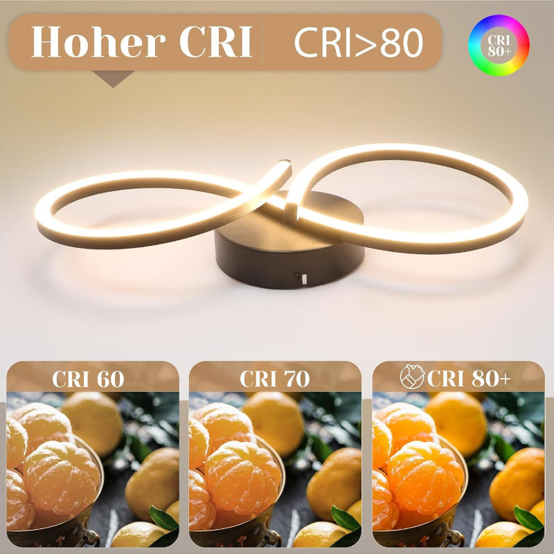 Homefire Deckenlampe LED Deckenleuchte Wohnzimmer - 24W Wohnzimmerlampe Modern Kreative Design Schwarz Küchenlampe 3000K Warmweiß Schlafzimmerlampe Flur Metall Deckenleuchten für Küche Büro [Energieklasse F] - Homefire