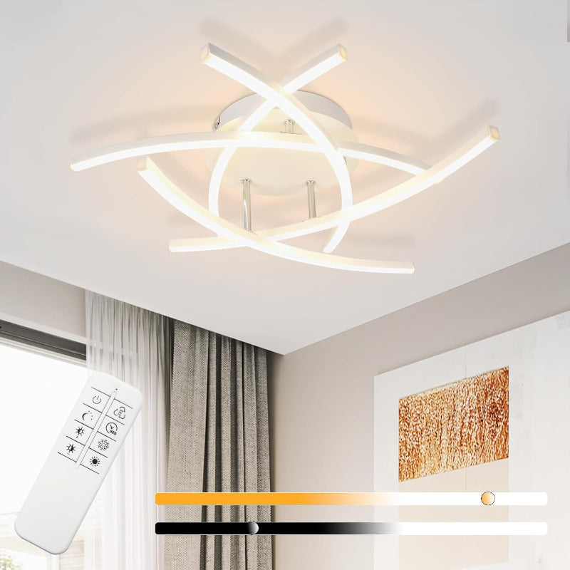 Homefire Deckenlampe LED Deckenleuchte Wohnzimmer - 32W Dimmbar Küchenlampe Schwarz mit Fernbedienung Modern Design Wohnzimmerlampe Metall Schlafzimmerlampe Flur Deckenleuchten für Kinderzimmer Büro [Energieklasse F] - Homefire