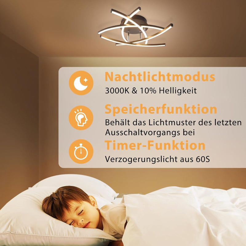 Homefire Deckenlampe LED Deckenleuchte Wohnzimmer - 32W Dimmbar Küchenlampe Schwarz mit Fernbedienung Modern Design Wohnzimmerlampe Metall Schlafzimmerlampe Flur Deckenleuchten für Kinderzimmer Büro [Energieklasse F] - Homefire