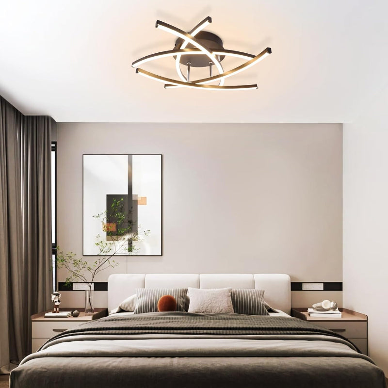 Homefire Deckenlampe LED Deckenleuchte Wohnzimmer - 32W Dimmbar Küchenlampe Schwarz mit Fernbedienung Modern Design Wohnzimmerlampe Metall Schlafzimmerlampe Flur Deckenleuchten für Kinderzimmer Büro [Energieklasse F] - Homefire