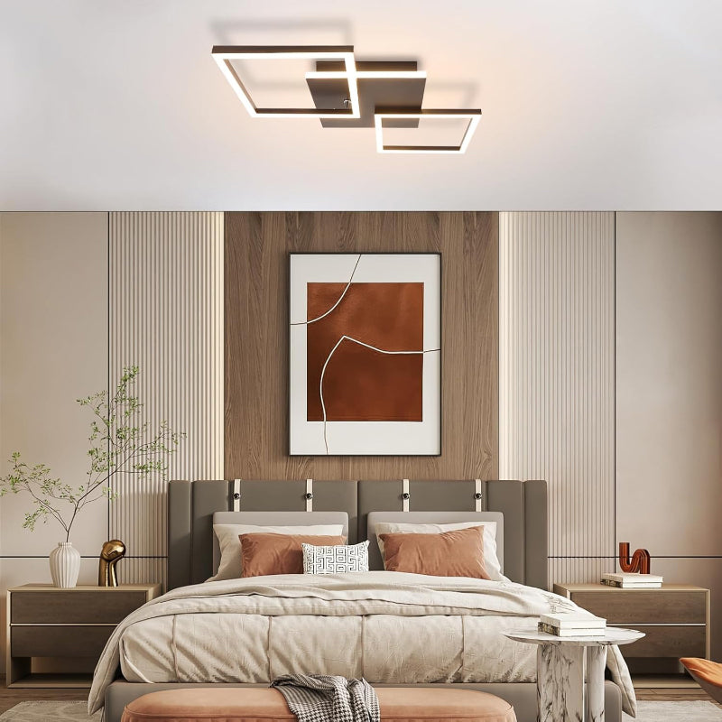 Homefire Deckenlampe LED Deckenleuchte Wohnzimmer - 32W Dimmbar Wohnzimmerlampe Modern Design Schwarz Küchenlampe mit Fernbedienung Schlafzimmerlampe Flur Metall Deckenleuchten für Küche Esszimmer [Energieklasse E] - Homefire
