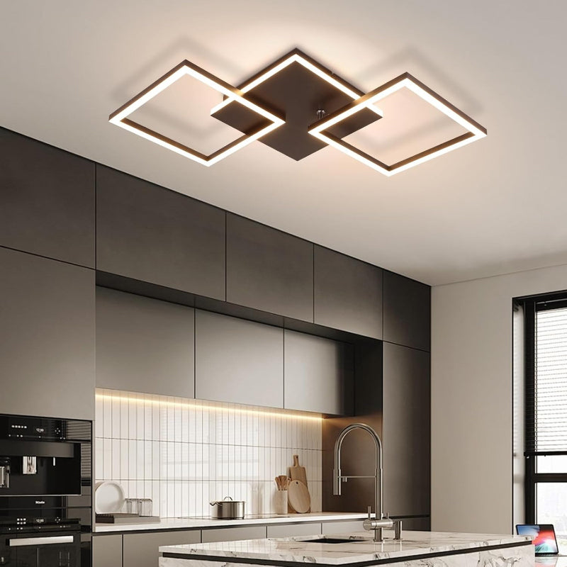 Homefire Deckenlampe LED Deckenleuchte Wohnzimmer - 32W Dimmbar Wohnzimmerlampe Modern Design Schwarz Küchenlampe mit Fernbedienung Schlafzimmerlampe Flur Metall Deckenleuchten für Küche Esszimmer [Energieklasse E] - Homefire