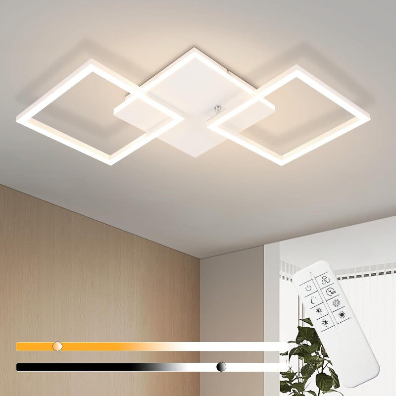 Homefire Deckenlampe LED Deckenleuchte Wohnzimmer - 32W Dimmbar Wohnzimmerlampe Modern Design Schwarz Küchenlampe mit Fernbedienung Schlafzimmerlampe Flur Metall Deckenleuchten für Küche Esszimmer [Energieklasse E] - Homefire