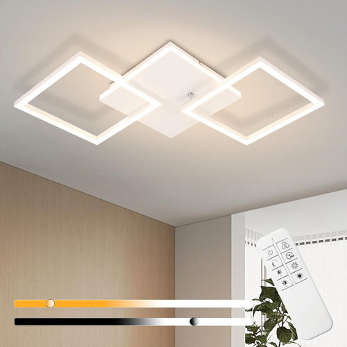 Homefire Deckenlampe LED Deckenleuchte Wohnzimmer - 32W Dimmbar Wohnzimmerlampe Modern Design Schwarz Küchenlampe mit Fernbedienung Schlafzimmerlampe Flur Metall Deckenleuchten für Küche Esszimmer [Energieklasse E] - Homefire