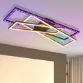 Homefire Deckenlampe LED Deckenleuchte Wohnzimmer - 36W Schwarz Dimmbar Schlafzimmerlampe RGB Farbwechsel Modern Wohnzimmerlampe mit Fernbedienung Flur Deckenleuchten Rechteckig für Küche Büro - Homefire