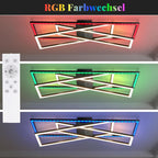Homefire Deckenlampe LED Deckenleuchte Wohnzimmer - 36W Schwarz Dimmbar Schlafzimmerlampe RGB Farbwechsel Modern Wohnzimmerlampe mit Fernbedienung Flur Deckenleuchten Rechteckig für Küche Büro - Homefire