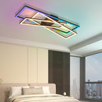 Homefire Deckenlampe LED Deckenleuchte Wohnzimmer - 36W Schwarz Dimmbar Schlafzimmerlampe RGB Farbwechsel Modern Wohnzimmerlampe mit Fernbedienung Flur Deckenleuchten Rechteckig für Küche Büro - Homefire