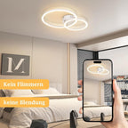 Homefire Deckenlampe LED Deckenleuchte Wohnzimmer 40cm - 23W Weiß Küchenlampe 3000K Warmweiß Wohnzimmerlampe Modern Schlafzimmerlampe 2-Ringe Design Deckenbeleuchtung für Küche Schlafzimmer Flur Büro - Homefire