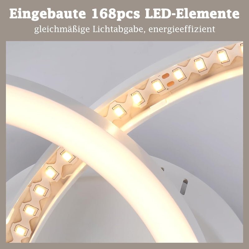 Homefire Deckenlampe LED Deckenleuchte Wohnzimmer 40cm - 23W Weiß Küchenlampe 3000K Warmweiß Wohnzimmerlampe Modern Schlafzimmerlampe 2-Ringe Design Deckenbeleuchtung für Küche Schlafzimmer Flur Büro - Homefire