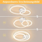 Homefire Deckenlampe LED Deckenleuchte Wohnzimmer 40cm - 23W Weiß Küchenlampe 3000K Warmweiß Wohnzimmerlampe Modern Schlafzimmerlampe 2-Ringe Design Deckenbeleuchtung für Küche Schlafzimmer Flur Büro - Homefire