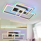 Homefire Deckenlampe LED Deckenleuchte Wohnzimmer - 45W Wohnzimmerlampe RGB Farbwechsel Schwarz Modern Schlafzimmerlampe Dimmbar mit Fernbedienung Flurlampe Schwenkbar Deckenlampen für Kinderzimmer [Energieklasse F] - Homefire