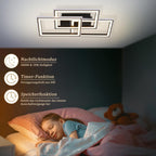 Homefire Deckenlampe LED Deckenleuchte Wohnzimmer - 45W Wohnzimmerlampe RGB Farbwechsel Schwarz Modern Schlafzimmerlampe Dimmbar mit Fernbedienung Flurlampe Schwenkbar Deckenlampen für Kinderzimmer [Energieklasse F] - Homefire