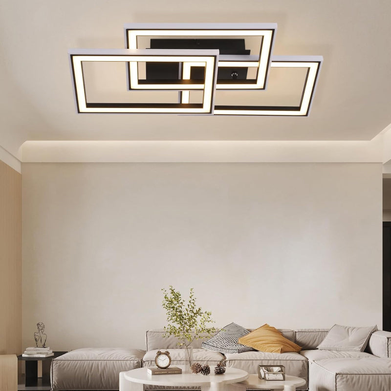 Homefire Deckenlampe LED Deckenleuchte Wohnzimmer - 45W Wohnzimmerlampe RGB Farbwechsel Schwarz Modern Schlafzimmerlampe Dimmbar mit Fernbedienung Flurlampe Schwenkbar Deckenlampen für Kinderzimmer [Energieklasse F] - Homefire