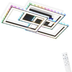 Homefire Deckenlampe LED Deckenleuchte Wohnzimmer - 45W Wohnzimmerlampe RGB Farbwechsel Schwarz Modern Schlafzimmerlampe Dimmbar mit Fernbedienung Flurlampe Schwenkbar Deckenlampen für Kinderzimmer [Energieklasse F] - Homefire