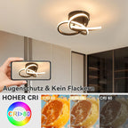 Homefire Deckenlampe LED Deckenleuchte Wohnzimmer - 46W Dimmbar Schwarz Wohnzimmerlampe Modern Vierblättrige Blume Design Küchenlampe mit Fernbedienung Flur Metall Deckenleuchten für Küche Esszimmer - Homefire