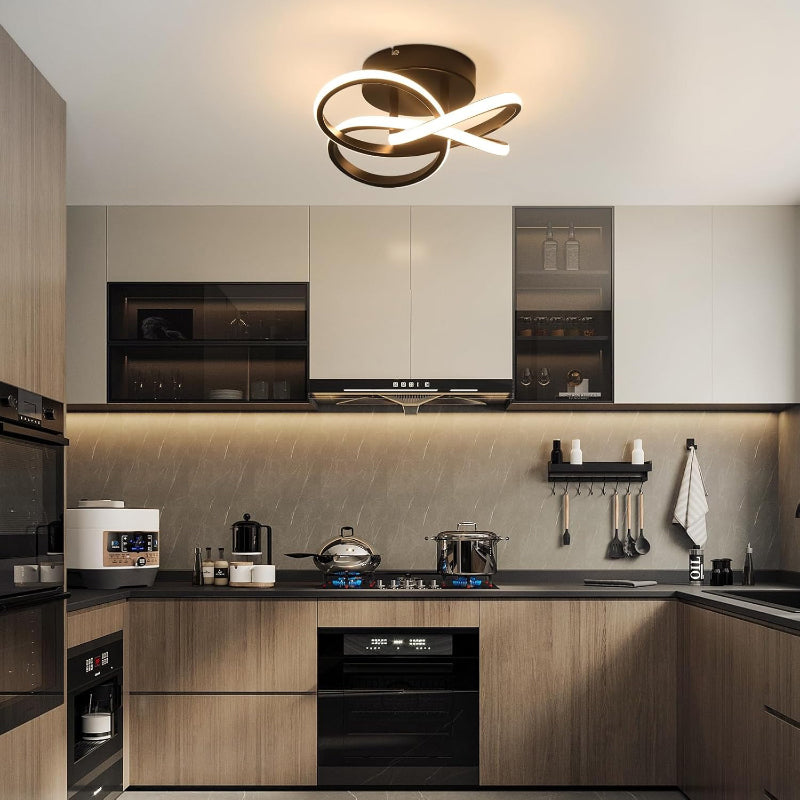 Homefire Deckenlampe LED Deckenleuchte Wohnzimmer - 46W Dimmbar Schwarz Wohnzimmerlampe Modern Vierblättrige Blume Design Küchenlampe mit Fernbedienung Flur Metall Deckenleuchten für Küche Esszimmer - Homefire