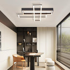 Homefire Deckenlampe LED Deckenleuchte Wohnzimmer - 54W Schwarz Dimmbar Schlafzimmerlampe Modern Design Küchenlampe mit Fernbedienung Wohnzimmerlampe Flur Rechteckig Deckenleuchten für Küche Esszimmer - Homefire