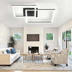 Homefire Deckenlampe LED Deckenleuchte Wohnzimmer: 57CM Schwarz Dimmbar Wohnzimmerlampe Modern Schlafzimmerlampe mit Fernbedienung Deckenbeleuchtung für Schlafzimmer Küche Esszimmer Büro [Energieklasse F] - Homefire