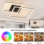 Homefire Deckenlampe LED Deckenleuchte Wohnzimmer: 57CM Schwarz Dimmbar Wohnzimmerlampe Modern Schlafzimmerlampe mit Fernbedienung Deckenbeleuchtung für Schlafzimmer Küche Esszimmer Büro [Energieklasse F] - Homefire