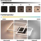 Homefire Deckenlampe LED Deckenleuchte Wohnzimmer: 57CM Schwarz Dimmbar Wohnzimmerlampe Modern Schlafzimmerlampe mit Fernbedienung Deckenbeleuchtung für Schlafzimmer Küche Esszimmer Büro [Energieklasse F] - Homefire