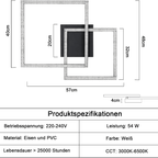 Homefire Deckenlampe LED Deckenleuchte Wohnzimmer: 57CM Schwarz Dimmbar Wohnzimmerlampe Modern Schlafzimmerlampe mit Fernbedienung Deckenbeleuchtung für Schlafzimmer Küche Esszimmer Büro [Energieklasse F] - Homefire