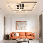 Homefire Deckenlampe LED Deckenleuchte Wohnzimmer: Schwarz Wohnzimmerlampe 75CM Dimmbar Modern Kristall Schlafzimmerlampe Design Innen Lampe mit Fernbedienung für Schlafzimmer Büro Küche [Energieklasse G] - Homefire
