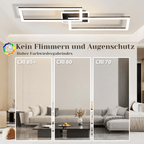 Homefire Deckenlampe LED Deckenleuchte Wohnzimmer - Wohnzimmerlampe Dimmbar Schlafzimmerlampe Modern Design Küchenlampe 56W Schwarz Deckenbeleuchtung mit Fernbedienung für Schlafzimmer Küche Büro [Energieklasse E] - Homefire