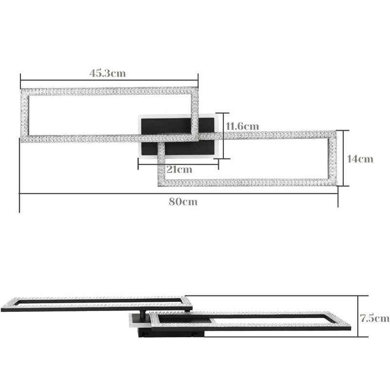 Homefire Deckenlampe LED Deckenleuchte Wohnzimmer - Wohnzimmerlampe Dimmbar Schlafzimmerlampe Modern Design Küchenlampe 56W Schwarz Deckenbeleuchtung mit Fernbedienung für Schlafzimmer Küche Büro [Energieklasse E] - Homefire