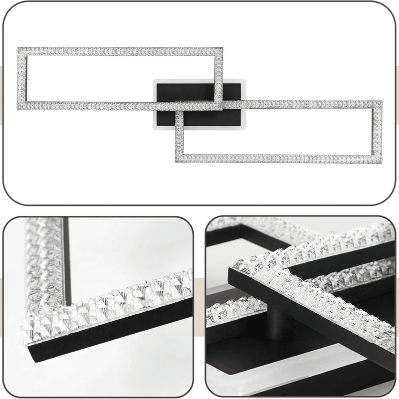 Homefire Deckenlampe LED Deckenleuchte Wohnzimmer - Wohnzimmerlampe Dimmbar Schlafzimmerlampe Modern Design Küchenlampe 56W Schwarz Deckenbeleuchtung mit Fernbedienung für Schlafzimmer Küche Büro [Energieklasse E] - Homefire