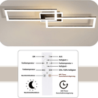 Homefire Deckenlampe LED Deckenleuchte Wohnzimmer - Wohnzimmerlampe Dimmbar Schlafzimmerlampe Modern Design Küchenlampe 56W Schwarz Deckenbeleuchtung mit Fernbedienung für Schlafzimmer Küche Büro [Energieklasse E] - Homefire