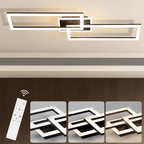 Homefire Deckenlampe LED Deckenleuchte Wohnzimmer - Wohnzimmerlampe Dimmbar Schlafzimmerlampe Modern Design Küchenlampe 56W Schwarz Deckenbeleuchtung mit Fernbedienung für Schlafzimmer Küche Büro [Energieklasse E] - Homefire