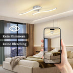 Homefire Deckenlampe LED Küche Deckenleuchte: Modern Küchenlampe Silber 12W Flurlampe 3000K Warmweiß Wellen Design Schlafzimmerlampe Innen Deckenbeleuchtung für Wohnzimmer Schlafzimmer Flur Büro - Homefire
