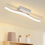 Homefire Deckenlampe LED Küche Deckenleuchte: Modern Küchenlampe Silber 12W Flurlampe 3000K Warmweiß Wellen Design Schlafzimmerlampe Innen Deckenbeleuchtung für Wohnzimmer Schlafzimmer Flur Büro - Homefire