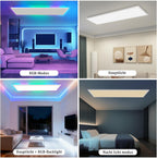 Homefire Deckenlampe LED Panel 120 x 30cm - Deckenleuchte Dimmbar 36W Deckenpanel Weiß Wohnzimmerlampe Einstellbare Helligkeit RGB Vier Modi Flach Bürolampe mit Speicherfunktion für Wohnzimmer - Homefire