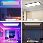 Homefire Deckenlampe LED Panel 120x30cm - Deckenleuchte Dimmbar 36W Farbwechsel Flach Bürolampe Stufenloses Dimmen 10%-100% Deckenpanel Küchenlampe mit Fernbedienung RGB Vier Modi für Wohnzimmer Büro - Homefire
