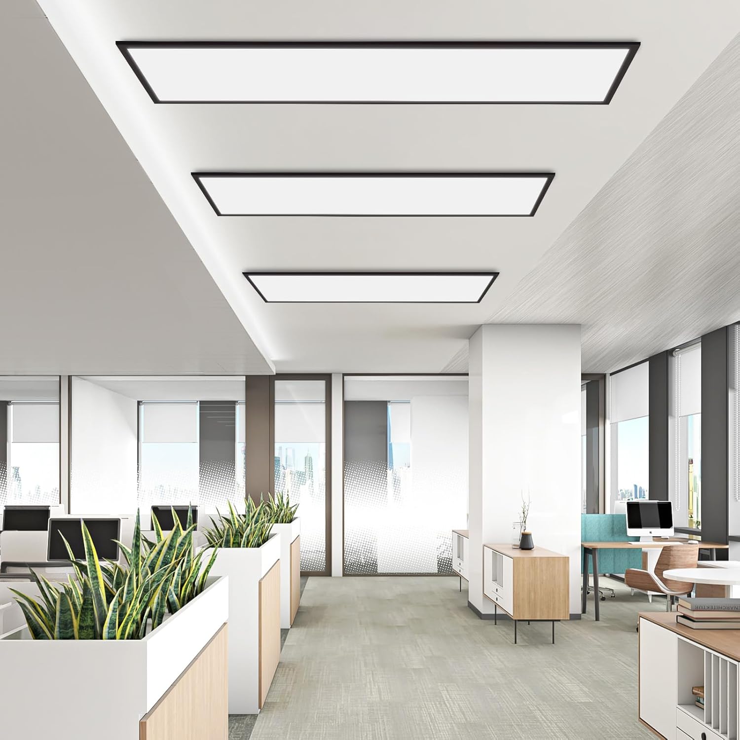 Homefire Deckenlampe LED Panel 120x30cm - Deckenleuchte Dimmbar Rechteckig 39W Deckenpanel Farbwechsel RGB + CCT Küchenlampe mit Fernbedienung Flach Bürolampe für Wohnzimmer Esszimmer Schlafzimmer - Homefire