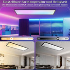 Homefire Deckenlampe LED Panel 120x30cm - Deckenleuchte Dimmbar Rechteckig 39W Deckenpanel Farbwechsel RGB + CCT Küchenlampe mit Fernbedienung Flach Bürolampe für Wohnzimmer Esszimmer Schlafzimmer - Homefire