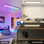 Homefire Deckenlampe LED Panel 120x30cm - Deckenleuchte Dimmbar Rechteckig 39W Deckenpanel Farbwechsel RGB + CCT Küchenlampe mit Fernbedienung Flach Bürolampe für Wohnzimmer Esszimmer Schlafzimmer - Homefire