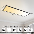Homefire Deckenlampe LED Panel 120x30cm - Deckenleuchte Dimmbar Rechteckig 39W Deckenpanel Farbwechsel RGB + CCT Küchenlampe mit Fernbedienung Flach Bürolampe für Wohnzimmer Esszimmer Schlafzimmer - Homefire
