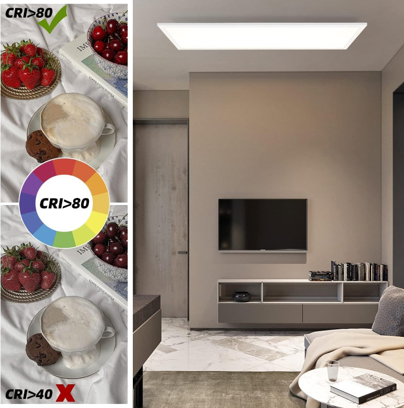 Homefire Deckenlampe LED Panel Dimmbar - Deckenleuchte 80x30CM mit Fernbedienung Deckenpanel Lang 39W Weiß Küchenlampe Flach Modern Tageslichtlampe Deck Bürolampe Rechteckig für Wohnzimmer Küche [Energieklasse F] - Homefire