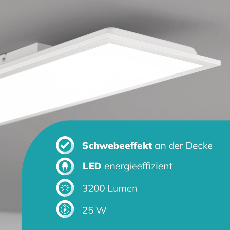 Homefire Deckenlampe LED Panel Dimmbar - Deckenleuchte 80x30CM mit Fernbedienung Deckenpanel Lang 39W Weiß Küchenlampe Flach Modern Tageslichtlampe Deck Bürolampe Rechteckig für Wohnzimmer Küche [Energieklasse F] - Homefire