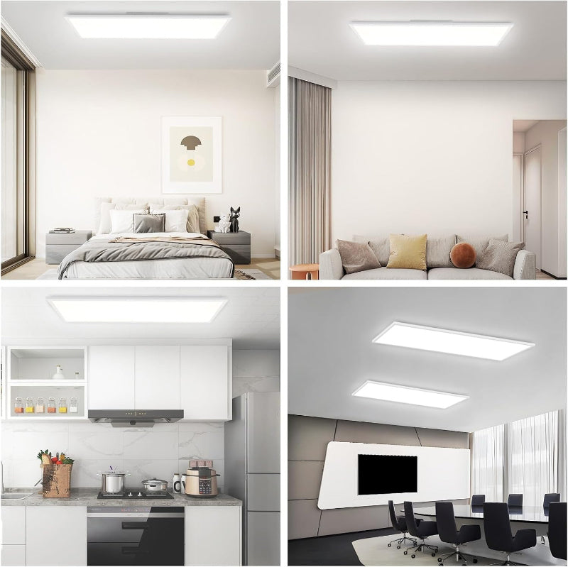 Homefire Deckenlampe LED Panel Dimmbar - Deckenleuchte 80x30CM mit Fernbedienung Deckenpanel Lang 39W Weiß Küchenlampe Flach Modern Tageslichtlampe Deck Bürolampe Rechteckig für Wohnzimmer Küche [Energieklasse F] - Homefire