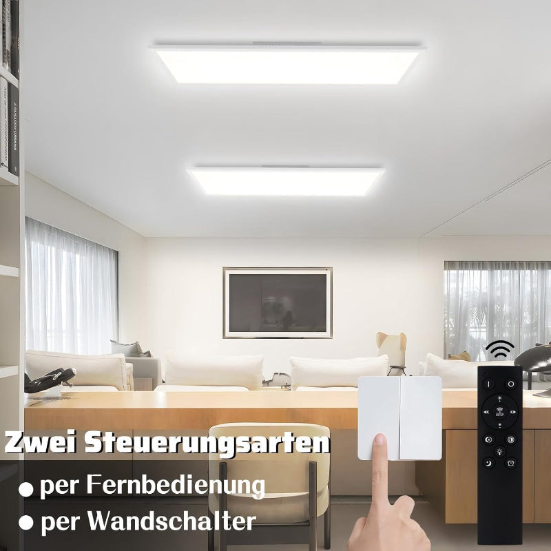 Homefire Deckenlampe LED Panel Dimmbar - Deckenleuchte 80x30CM mit Fernbedienung Deckenpanel Lang 39W Weiß Küchenlampe Flach Modern Tageslichtlampe Deck Bürolampe Rechteckig für Wohnzimmer Küche [Energieklasse F] - Homefire